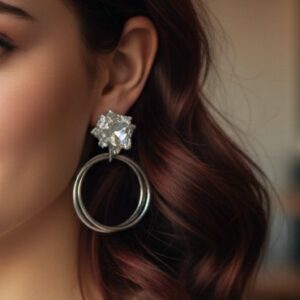 Luxury Crystal Floral Hoop Drop Earrings