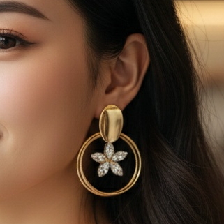 Luxury Crystal Floral Hoop Drop Earrings - Image 8