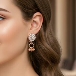 Rose Gold Crystal Charm Drop Earrings