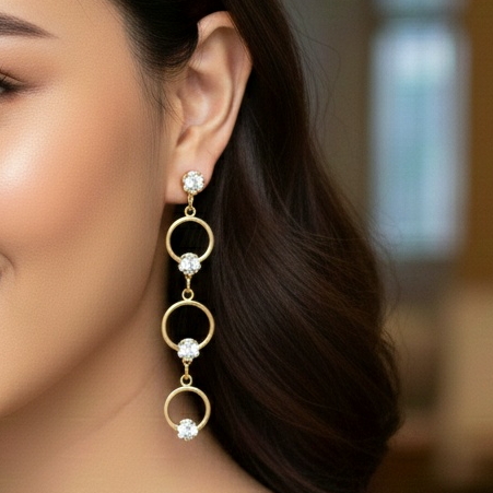 Luxury Crystal Floral Hoop Drop Earrings - Image 6