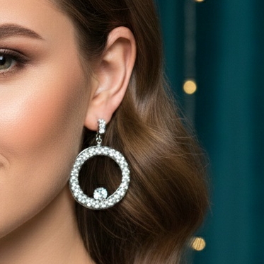 Luxury Crystal Floral Hoop Drop Earrings - Image 5