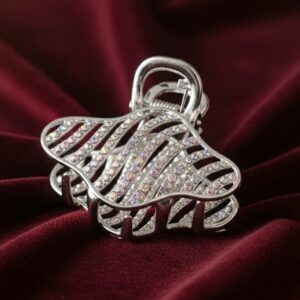 Silver Crystal Leaf Design Hair Claw Clip