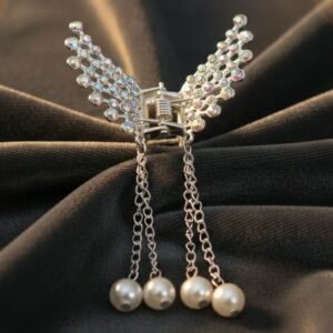 Luxury Crystal Wing Pearl Drop Hair Claw Clip