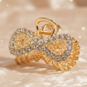 Elegant Gold Crystal Floral Hair Claw Clip