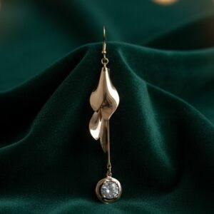 Elegant Leaf Drop Earrings with Crystal Pendant