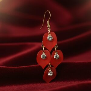 Blush Heart Drop Earrings with Crystal Accents