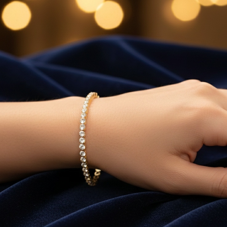 Classic Tennis Bracelet with Brilliant Crystal Stones