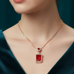 Elegant Rectangular Crystal Pendant Necklace